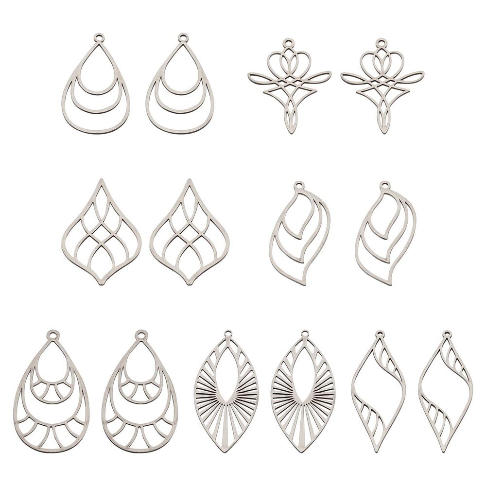 4973 Alloy Open Back Bezel Pendants Golden Geometric Hollow Frame Charms